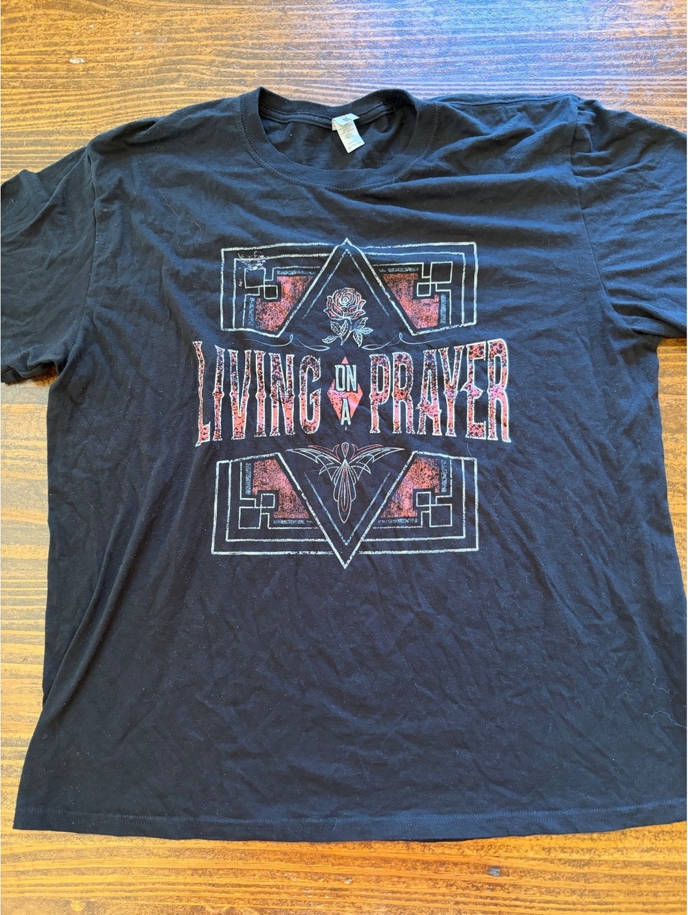Jerzees XL Black 'Living on a Prayer' Graphic T-Shirt
